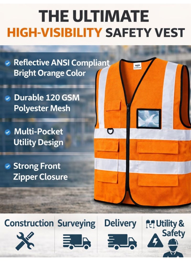 Remart High Visibility Safety Vest, Dark Oran - Image 3